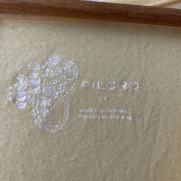 Anthropologie Pilcro Modal Yellow Ruched Sleeves Boho Semi Sheer Top Sz L - Picture 3 of 15